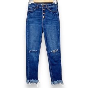KanCan High‎ Rise Frayed Ankle Jeans 26 5 skinny button fly cropped distressed